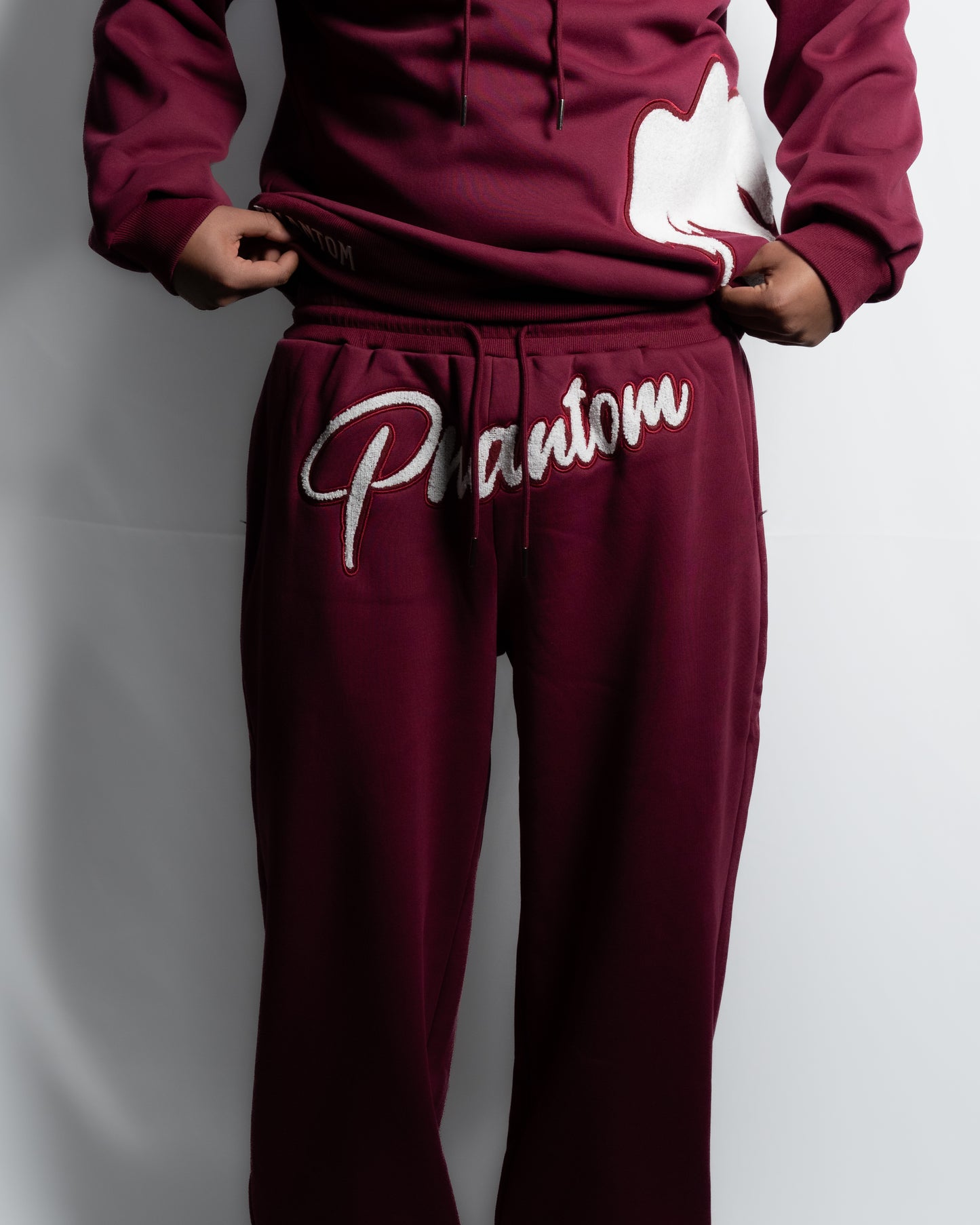 Burgundy X White Pants