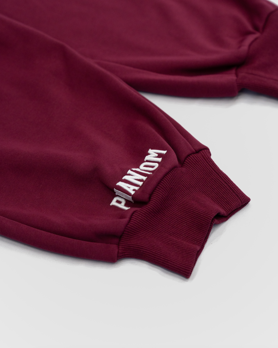 Burgundy X White Pants